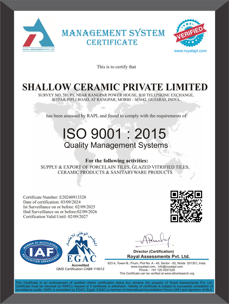 ISO 9001 : 2015 Management System Certificate